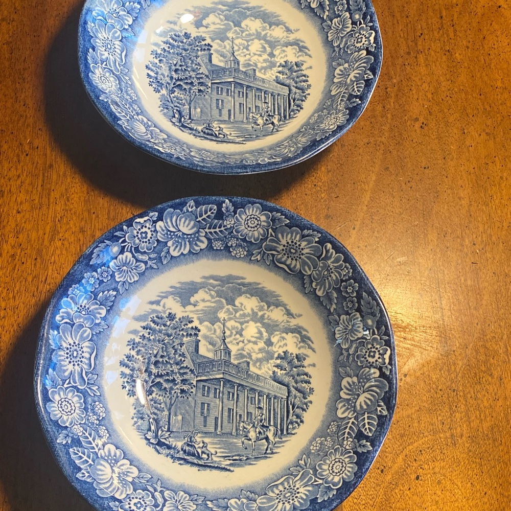 2 Liberty Blue 6 3/8” Coupe Cereal Bowls